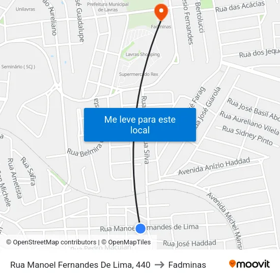 Rua Manoel Fernandes De Lima, 440 to Fadminas map