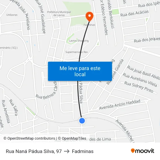 Rua Naná Pádua Silva, 97 to Fadminas map