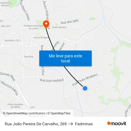Rua João Pereira De Carvalho, 269 to Fadminas map