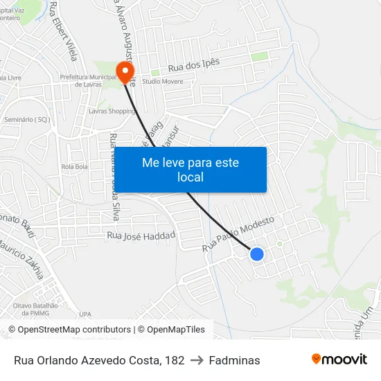 Rua Orlando Azevedo Costa, 182 to Fadminas map