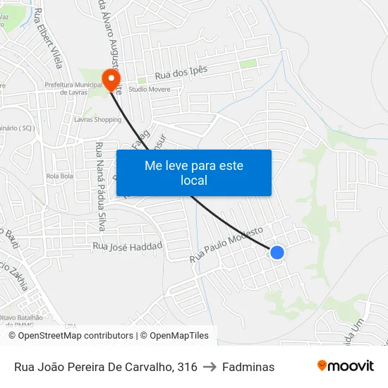 Rua João Pereira De Carvalho, 316 to Fadminas map