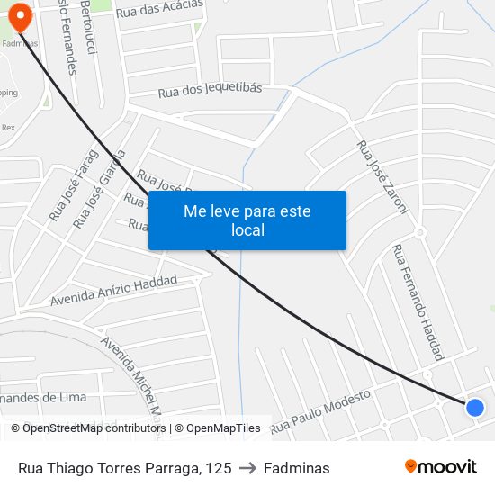 Rua Thiago Torres Parraga, 125 to Fadminas map