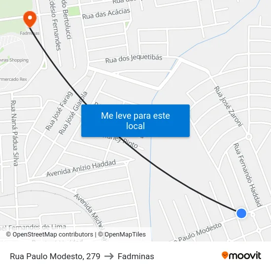 Rua Paulo Modesto, 279 to Fadminas map