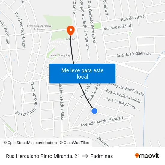 Rua Herculano Pinto Miranda, 21 to Fadminas map