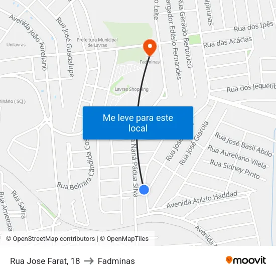 Rua Jose Farat, 18 to Fadminas map