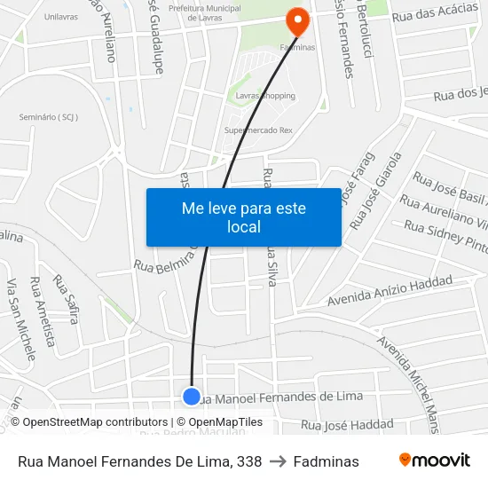 Rua Manoel Fernandes De Lima, 338 to Fadminas map