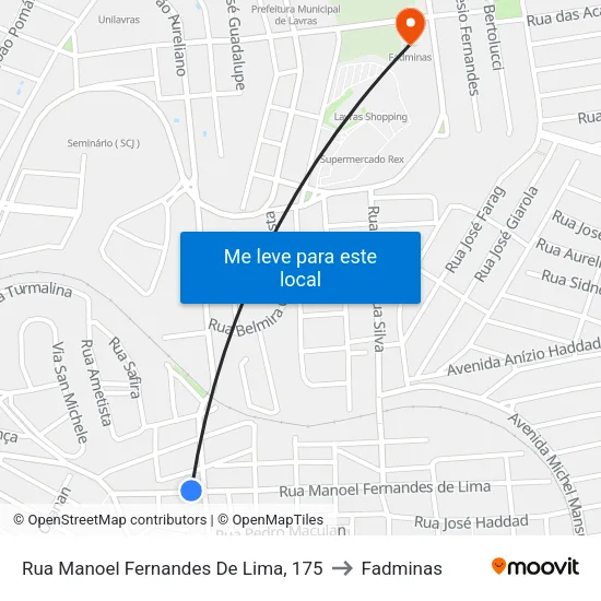 Rua Manoel Fernandes De Lima, 175 to Fadminas map