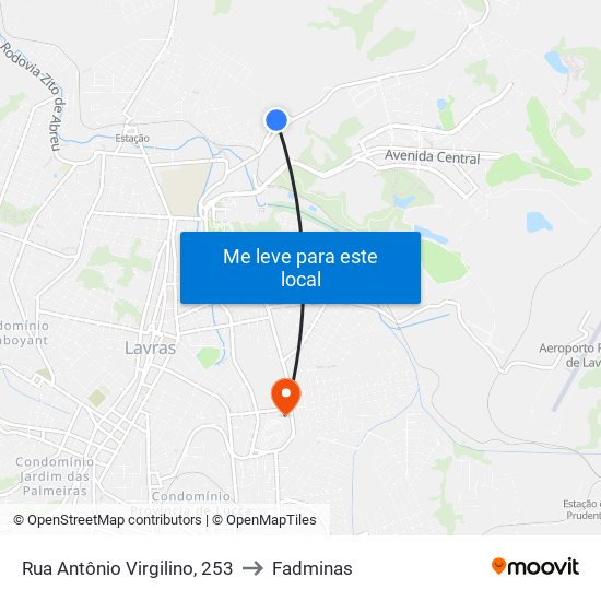 Rua Antônio Virgilino, 253 to Fadminas map