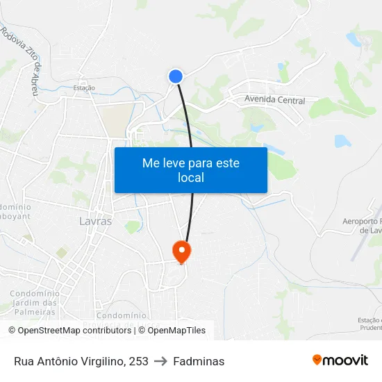 Rua Antônio Virgilino, 253 to Fadminas map
