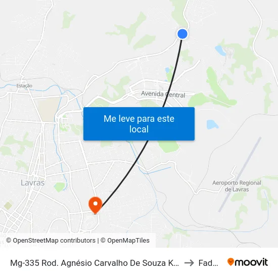 Mg-335 Rod. Agnésio Carvalho De Souza Km 85,5 Norte | Lavrinhas to Fadminas map