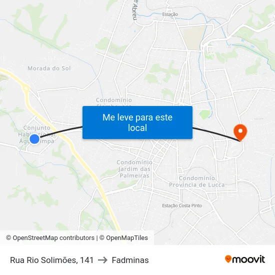 Rua Rio Solimões, 141 to Fadminas map