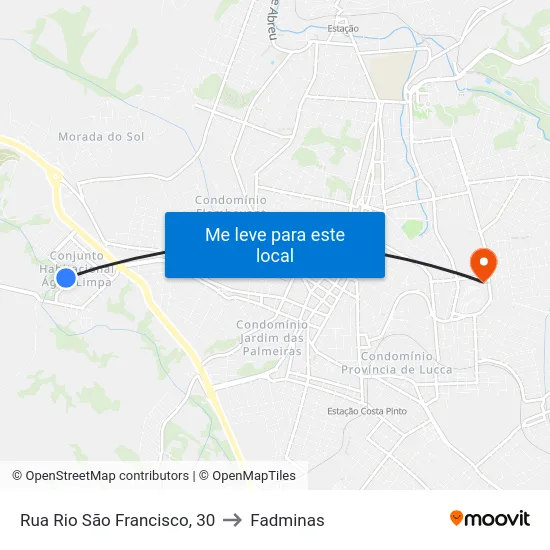 Rua Rio São Francisco, 30 to Fadminas map