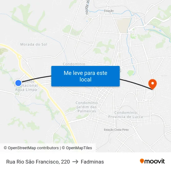 Rua Rio São Francisco, 220 to Fadminas map