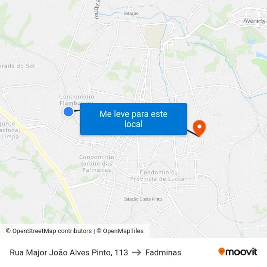 Rua Major João Alves Pinto, 113 to Fadminas map