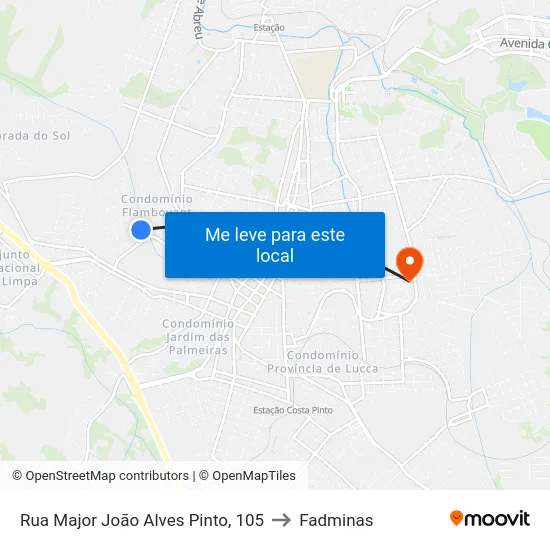 Rua Major João Alves Pinto, 105 to Fadminas map