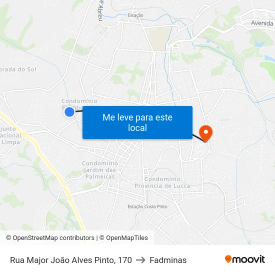 Rua Major João Alves Pinto, 170 to Fadminas map