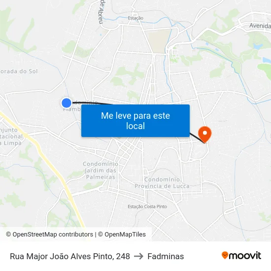 Rua Major João Alves Pinto, 248 to Fadminas map