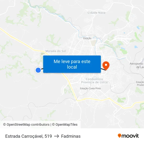 Estrada Carroçável, 519 to Fadminas map