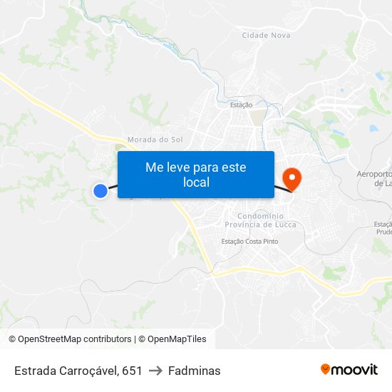 Estrada Carroçável, 651 to Fadminas map