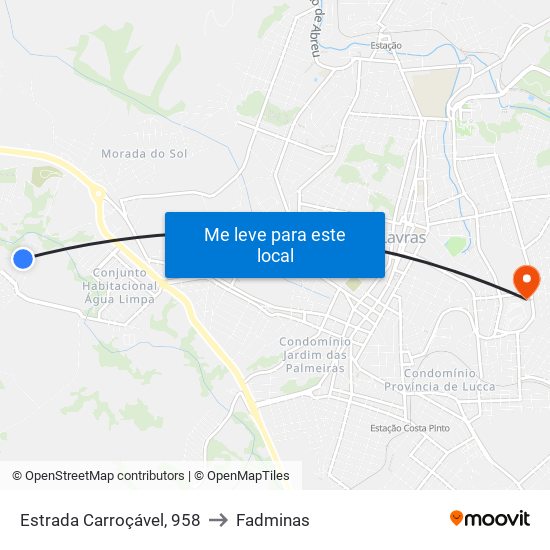 Estrada Carroçável, 958 to Fadminas map