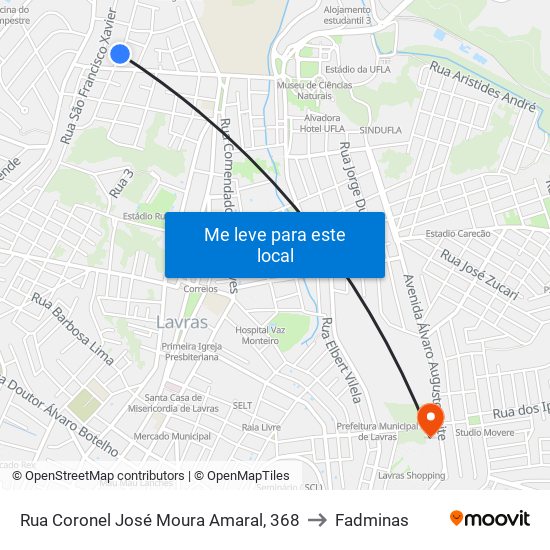 Rua Coronel José Moura Amaral, 368 to Fadminas map