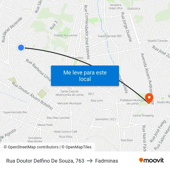 Rua Doutor Delfino De Souza, 763 to Fadminas map