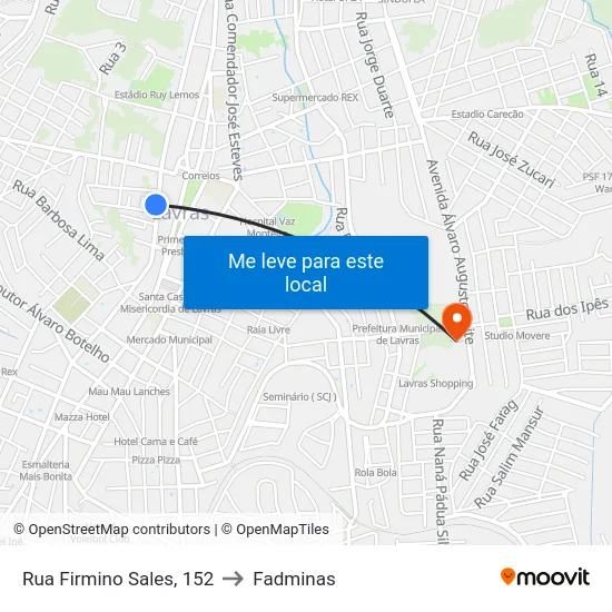 Rua Firmino Sales, 152 to Fadminas map