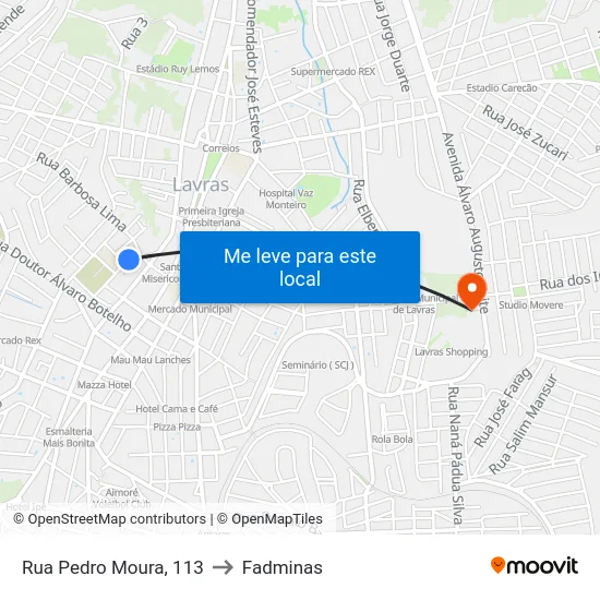 Rua Pedro Moura, 113 to Fadminas map