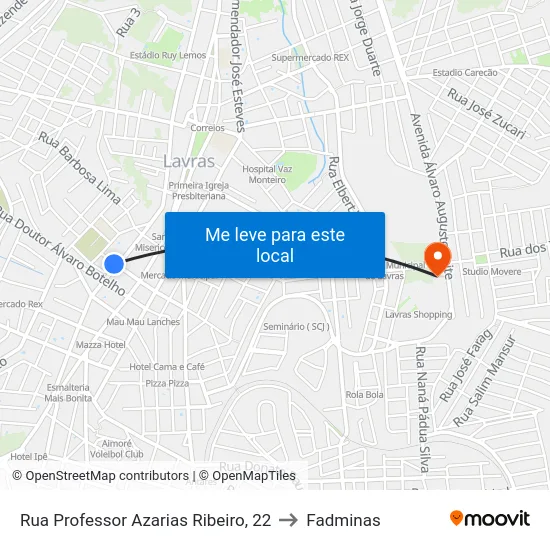 Rua Professor Azarias Ribeiro, 22 to Fadminas map
