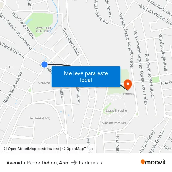 Avenida Padre Dehon, 455 to Fadminas map