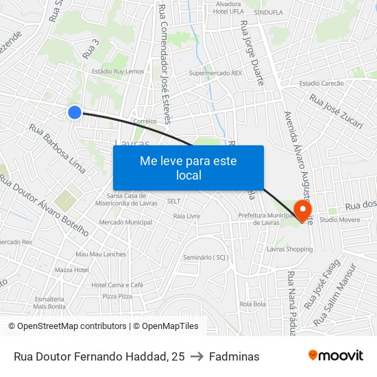 Rua Doutor Fernando Haddad, 25 to Fadminas map