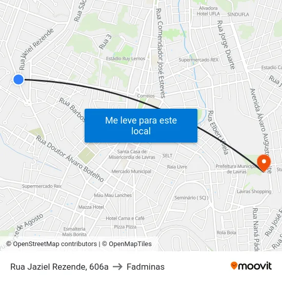 Rua Jaziel Rezende, 606a to Fadminas map