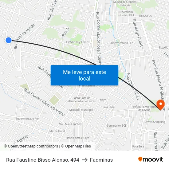 Rua Faustino Bisso Alonso, 494 to Fadminas map