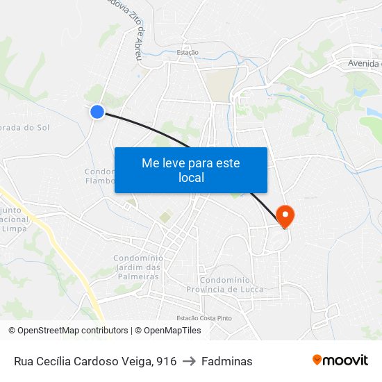 Rua Cecília Cardoso Veiga, 916 to Fadminas map