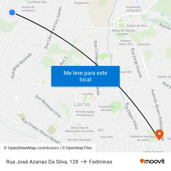 Rua José Azarias Da Silva, 128 to Fadminas map
