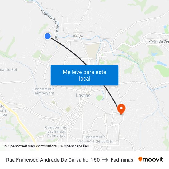 Rua Francisco Andrade De Carvalho, 150 to Fadminas map