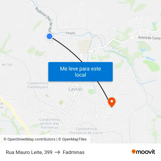 Rua Mauro Leite, 399 to Fadminas map