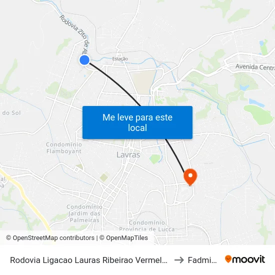 Rodovia Ligacao Lauras Ribeirao Vermelho, 265 to Fadminas map