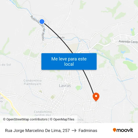 Rua Jorge Marcelino De Lima, 257 to Fadminas map