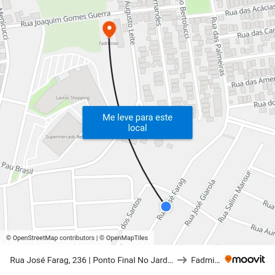 Rua José Farag, 236 | Ponto Final No Jardim Eldorado to Fadminas map