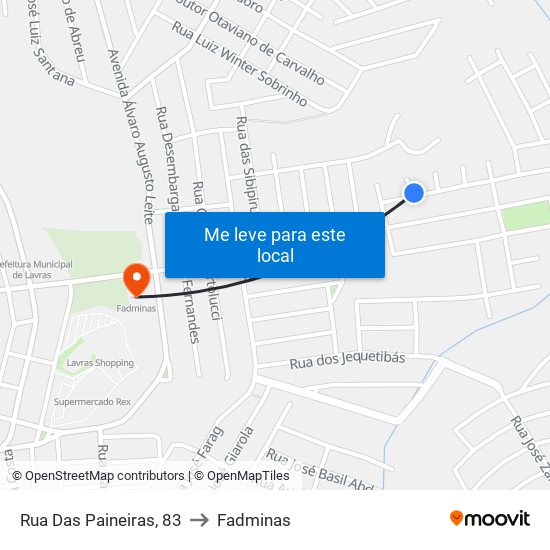 Rua Das Paineiras, 83 to Fadminas map