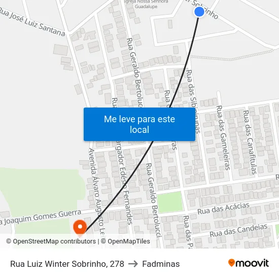 Rua Luiz Winter Sobrinho, 278 to Fadminas map