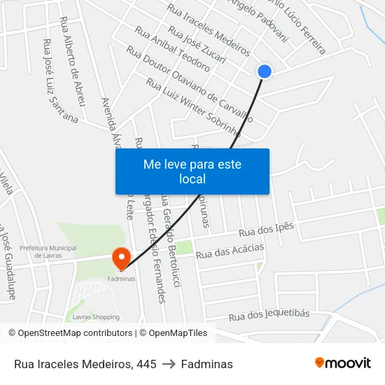 Rua Iraceles Medeiros, 445 to Fadminas map