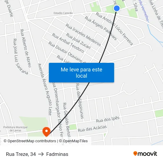 Rua Treze, 34 to Fadminas map