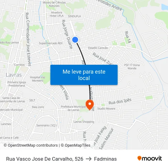 Rua Vasco Jose De Carvalho, 526 to Fadminas map