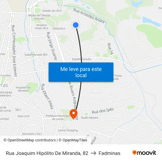 Rua Joaquim Hipólito De Miranda, 82 to Fadminas map