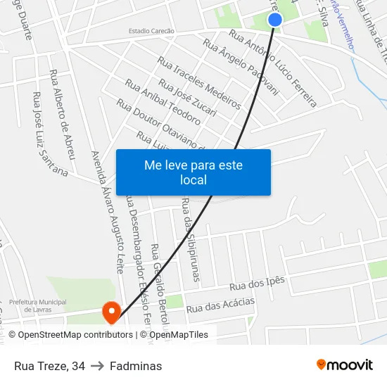 Rua Treze, 34 to Fadminas map