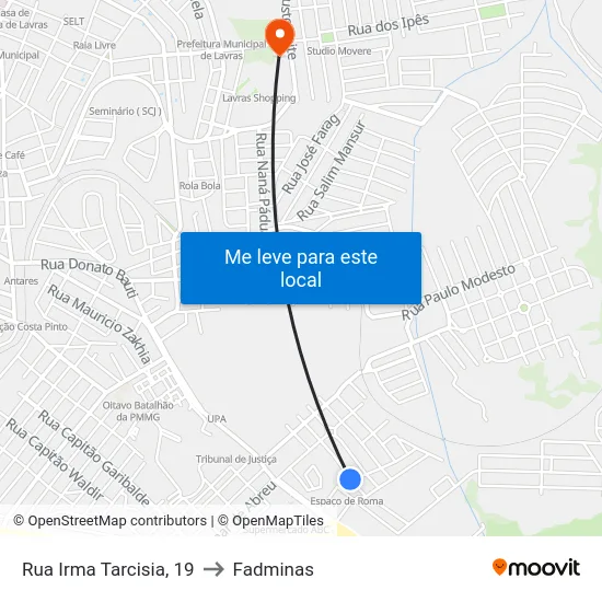 Rua Irma Tarcisia, 19 to Fadminas map