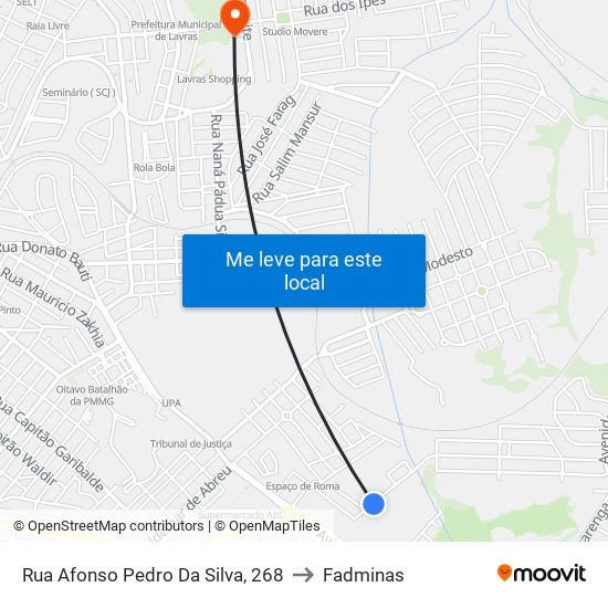 Rua Afonso Pedro Da Silva, 268 to Fadminas map