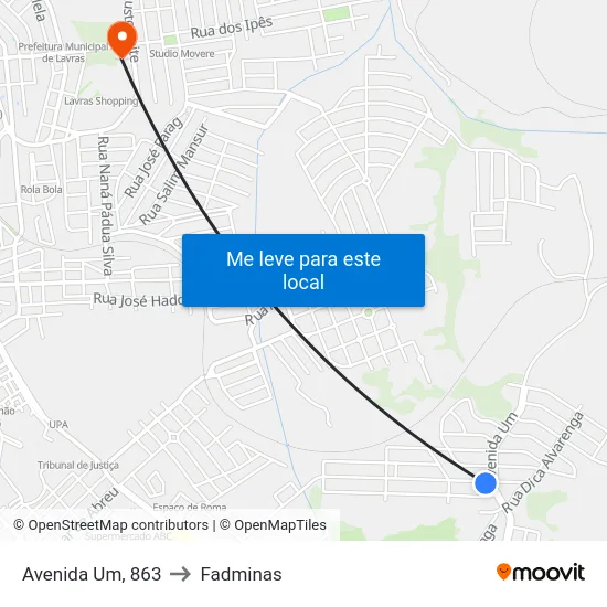 Avenida Um, 863 to Fadminas map